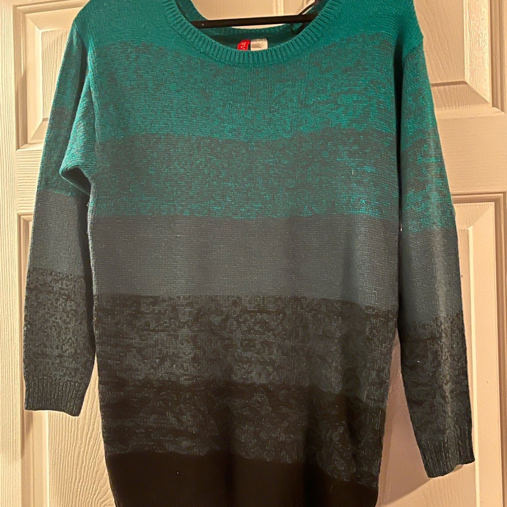H&M Teal and Black Colorblock Sweater Dress